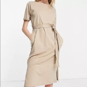 Vero Moda Aware t-shirt dress with tie waist in beige S